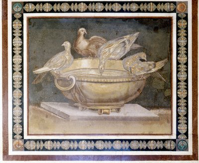 Römisches Mosaik, das 4 Tauben darstellt. von Roman Roman