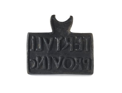 Römischer Stempel zur Kennzeichnung von Produkten oder Eigentum, aus Cramond, Midlothian, 140-211 n. Chr. von Roman Roman