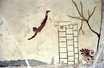 Römische Wandmalerei des sogenannten Tauchers (tuffatore) von Roman Roman