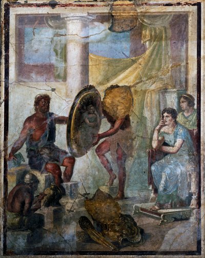 Thetis und Hephaistos, Fresko im 3. pompejanischen Stil, entdeckt in Pompeji (UNESCO-Welterbeliste) von Roman Roman