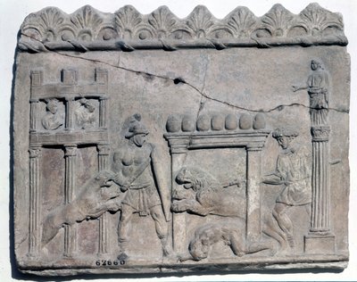 Venatio in den Arenen. Relief aus dem römischen Epot. Museo Nazionale Romano von Roman Roman