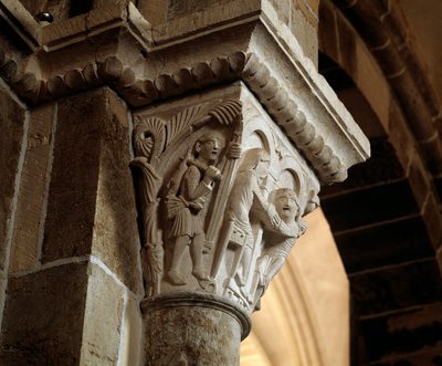 Esau kehrt von der Jagd zurück (geschnitztes Kapitell) von Romanesque