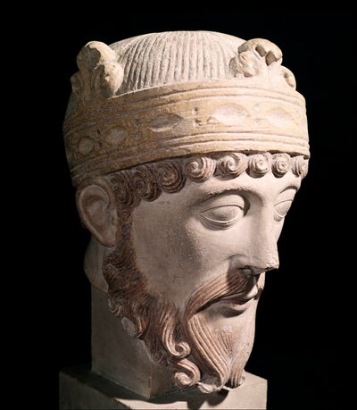 Porträt des karolingischen Königs von Westfranken Lothar (Steinskulptur) von Romanesque
