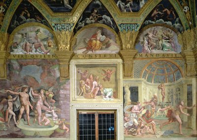 Das Zimmer der Psyche. Venus und Mars beim Baden; Bacchus und Ariadne; Venus und Adonis von Mars überrascht von Romano Giulio