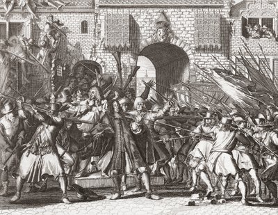Lynchmob ergreift die Brüder de Witt von Romeyn de (after) Hooghe