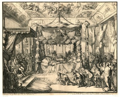 Königin Maria II. Stuart auf ihrem Sterbebett, 1695 von Romeyn de Hooghe