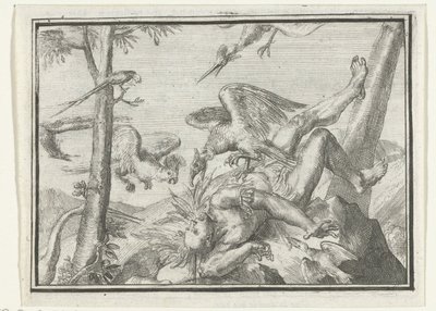 Titelseite für das Pamphlet: De Geplukte Tapoeijer, 1702 von Romeyn de Hooghe