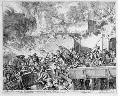 Wiener Druckzyklus, Explosion einer Mine und Gegenmine, Überfall auf die Türken, 1683 von Romeyn de Hooghe