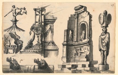 Architektonische Details im klassischen und pseudo-klassischen Stil von Romolo Achille Liverani