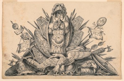 Trophäe von Waffen zur Ausführung in Malerei von Romolo Achille Liverani