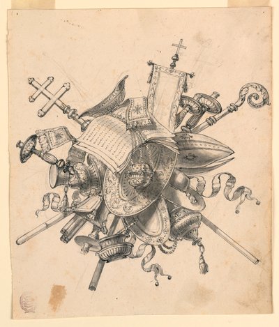 Trophäe mit kirchlichen Objekten, 1830–1850 von Romolo Achille Liverani