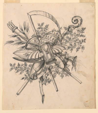 Trophäe mit geflügelter Sanduhr, 1830–1850 von Romolo Achille Liverani