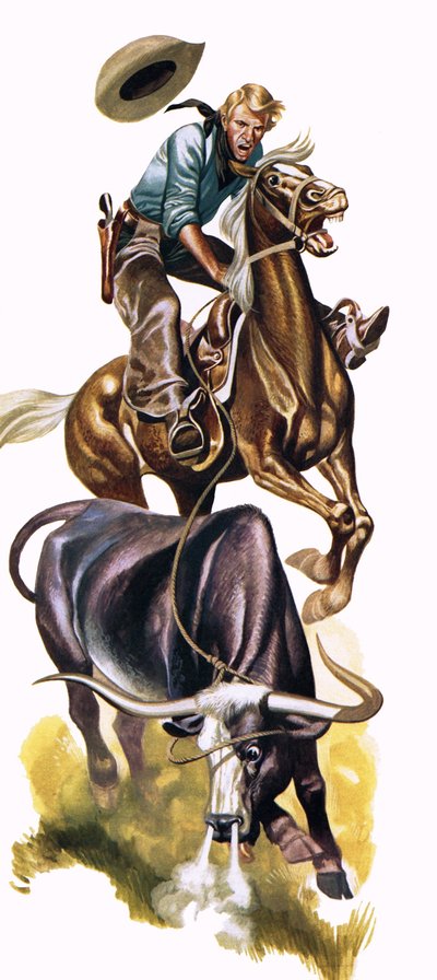 Texanischer Cowboy bei der Arbeit von Ron Embleton