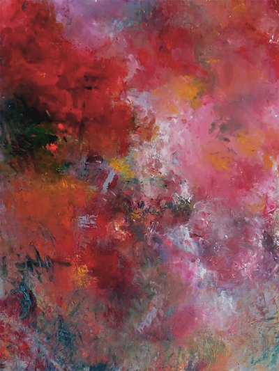 Lebendiges rotes Abstrakt von Ron Halfant