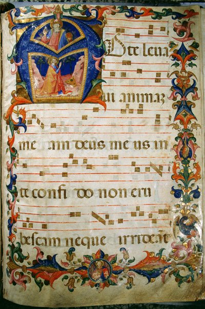 Corale / Graduale Nr. 5 Historiierte Initiale "A" darstellend König David und Gottvater von Rossello Franchi
