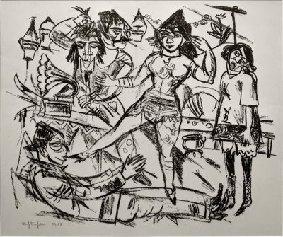 Sadistische Szene mit Kuss des Schuhes von Rudolf Schlichter