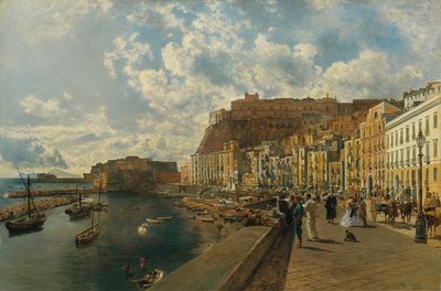 Am Strand von Santa Lucia in Neapel von Rudolf von Alt