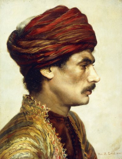 Profilporträt eines Mannes mit rotem Turban, 1882 von Rudolphe Ernst