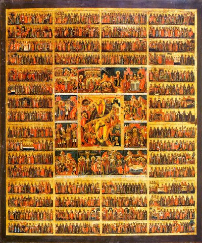 Jahreskalender mit den Szenen der Passion Christi von Russian icon.