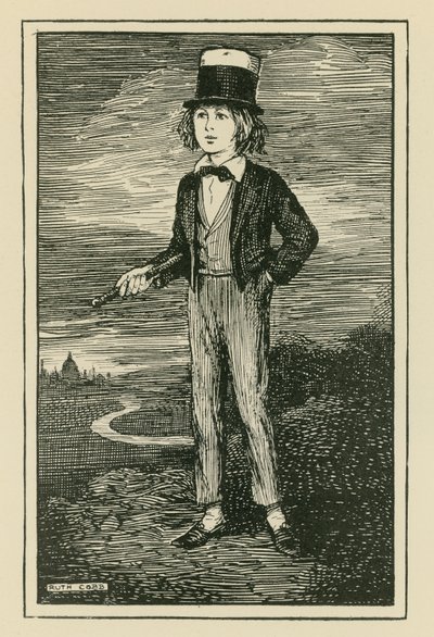 Ein imaginäres Porträt von Charles Dickens als junger Junge (Gravur) von Ruth Cobb