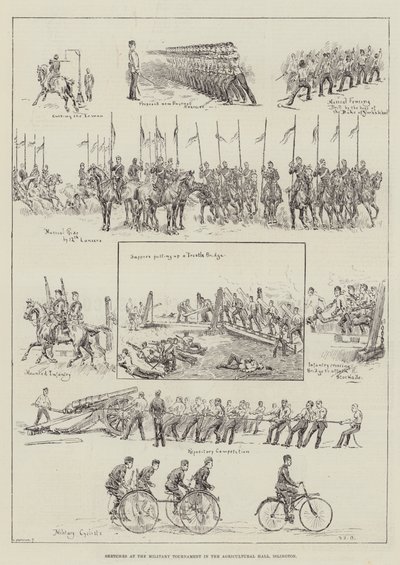 Skizzen beim Militärturnier in der Agricultural Hall, Islington von S.T. Dadd