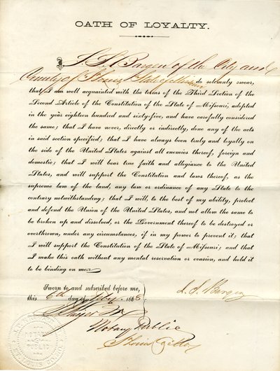 Schwört den Eid auf die Regierung der Vereinigten Staaten und den Staat Missouri von S. Bargen