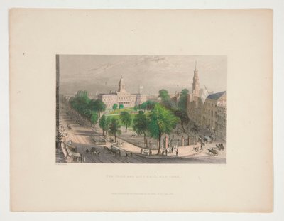 Der Park und das Rathaus, New York, Illustration für Nathaniel Parker Willis von S. Lacey