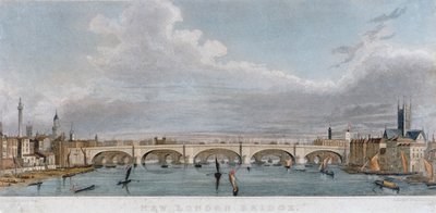 Ansicht der London Bridge von Westen mit Booten auf der Themse von S Rogers