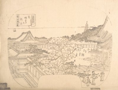 Proof Line-Block Druck für Fächer, 19. Jahrhundert von Sadahide Utagawa