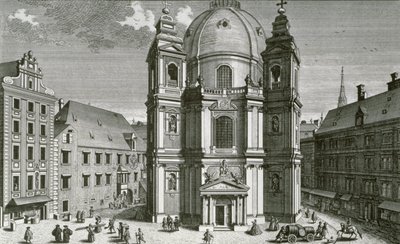 Ansicht der Peterskirche, Wien, gestochen von Johann Bernard Hattinger von Salomon Kleiner