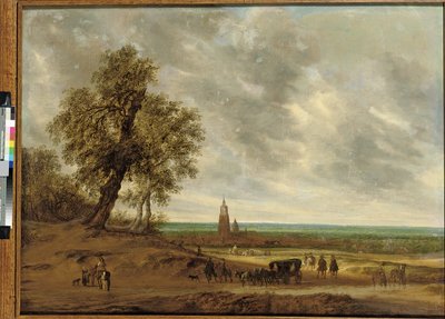 Eine Panoramalandschaft mit Reisenden auf einem Pfad, die Stadt Amersfoort dahinter, 1634 von Salomon van Ruisdael or Ruysdael