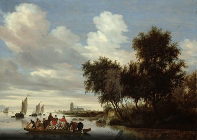 Flusslandschaft mit Fähre von Salomon van Ruysdael
