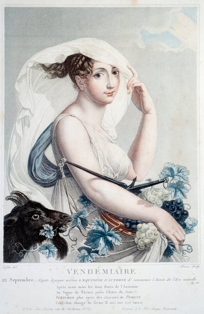 Revolutionärer Kalender vom 22. September: Vendemiaire: Zu dieser Zeit beginnt die Herbst-Tagundnachtgleiche und das neue Jahr beginnt von Salvadore Tresca