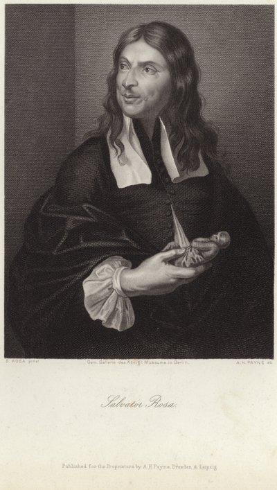 Porträt von Salvator Rosa (Gravur) von Salvator (after) Rosa