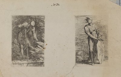 (Figurenserie) Gepanzerter Mann, der in den Bach schaut von Salvator Rosa
