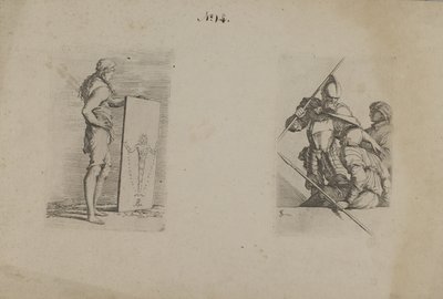 (Figurenserie) Langhaariger Mann mit Schild von Salvator Rosa
