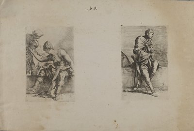 (Figurinenserie) Sitzende Figur mit spitzem Kopf von Salvator Rosa