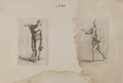 (Figurenserie) Stehender Mann, nach links zeigend von Salvator Rosa