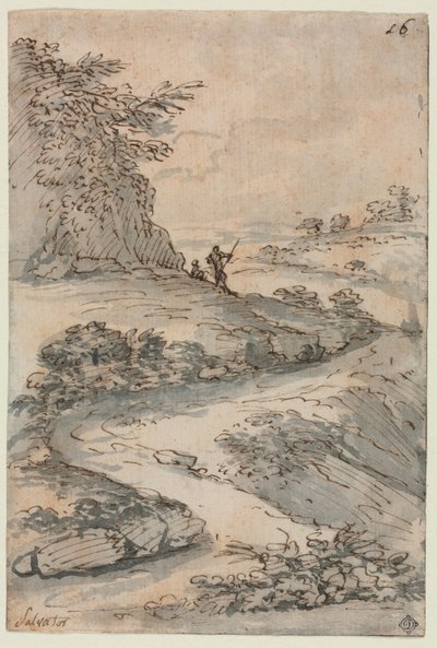 Figuren auf einer kurvenreichen Straße, Mitte 1600er von Salvator Rosa