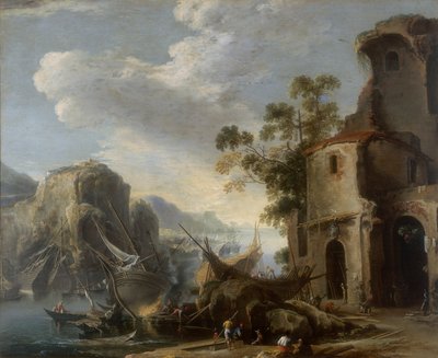 Ansicht einer Bucht, Werk von Salvatore Rosa, aufbewahrt in der Galleria Estense in Modena von Salvator Rosa