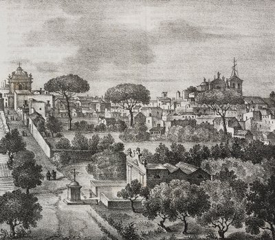 Ostansicht von Mesagne, Apulien, Italien, Lithographie von Salvatore Puglia aus Poliorama Pittoresco, Nr. 45, 15. Juni von Salvatore Puglia