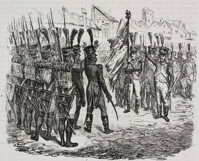 Flagge des 84. Regiments, Lithographie von Salvatore Puglia aus der Geschichte Napoleons von Cesare Malpica von Salvatore Puglia