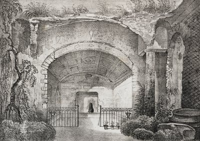 Halle in der antiken Villa des Prinzen von Caposele in Formia, Latium, Italien, Lithographie von Salvatore Puglia aus Poliorama Pittoresco, Nr. 23, 11. Januar von Salvatore Puglia