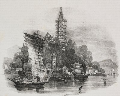 Kin-Chan, Goldener Berg, China, Lithographie von Salvatore Puglia aus Poliorama Pittoresco, Nr. 21, 28. Dezember von Salvatore Puglia