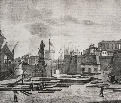 Ansicht des Hafens von Livorno, Toskana, Italien, Lithographie von Salvatore Puglia aus Poliorama Pittoresco, Nr. 38, 26. April von Salvatore Puglia
