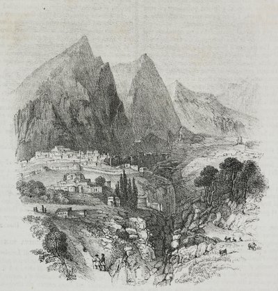 Ansicht des Parnassus vom Delphi, Griechenland, Lithographie von Salvatore Puglia von Salvatore Puglia