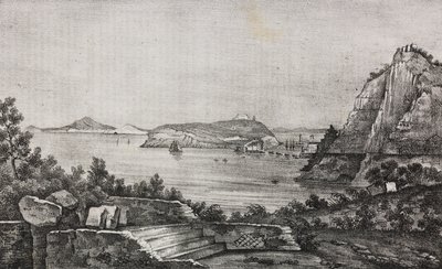 Ansicht von Posillipo von der Terrasse des Monsignore Di Pietro, Kampanien, Italien, Lithographie von Salvatore Puglia aus Poliorama Pittoresco, Nr. 32, 16. März von Salvatore Puglia