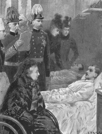 Königin Victoria besucht Soldaten, die in den indischen Grenzfeldzügen verwundet wurden, 1898, 1901 von Samuel Begg