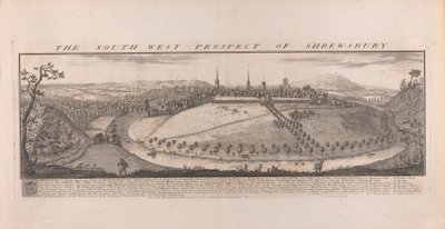 Südwestansicht von Shrewsbury, Shropshire von Samuel Buck