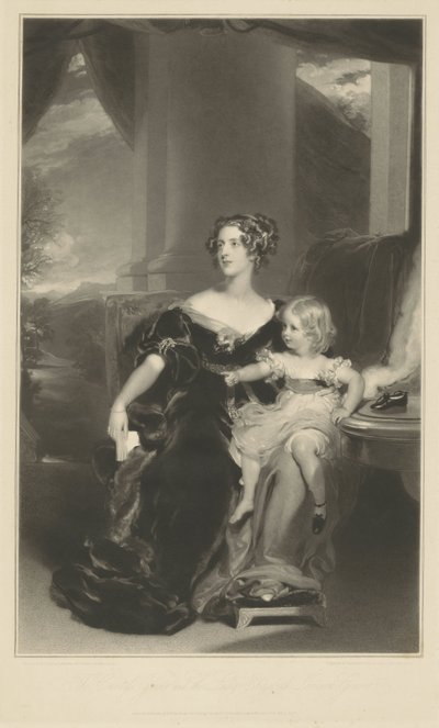 Porträt von Harriet, Gräfin Gower, und ihrer Tochter von Samuel Cousins